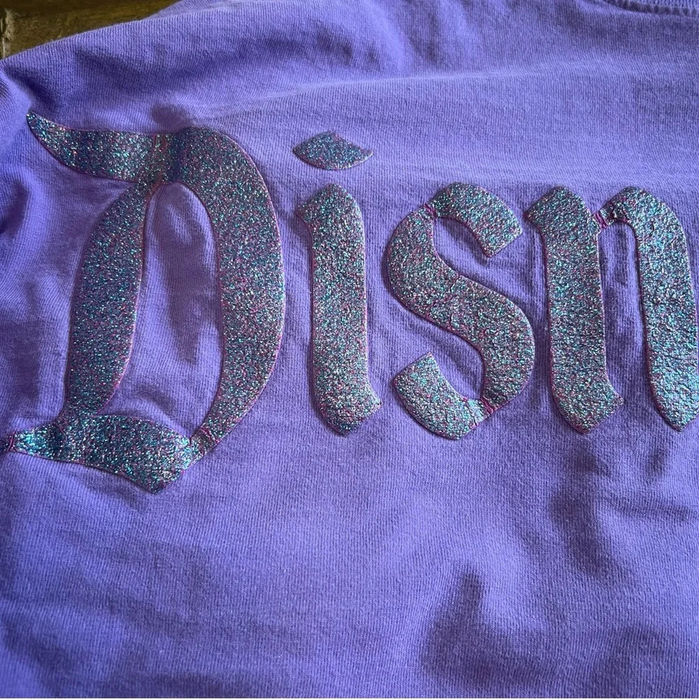 Disney Spirit Jersey Purple Glitter Disneyland Resort S Flawed Oversized - Picture 9 of 13